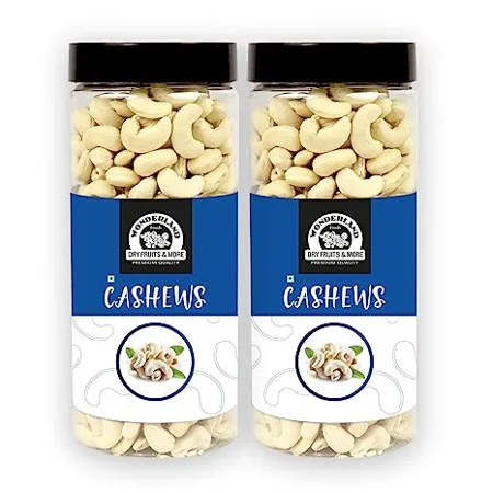 Wonderland Foods Whole Raw Cashew Kaju W320 Grade 1Kg 500g X 2 Jar 