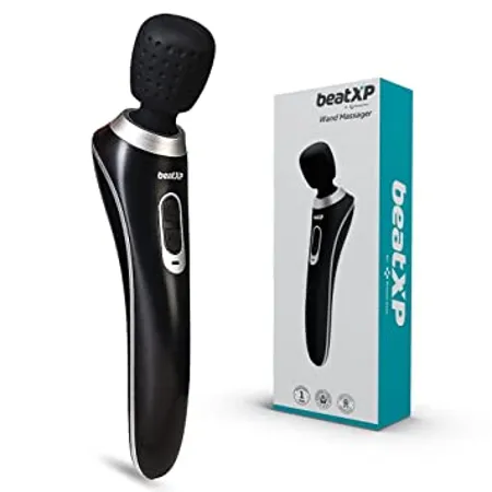 beatXP Intense Smart Vibration Wand for Personal Body Pain Relief Waterproof Cordless Head Massager Travel Lock Mode and Smart Memory Technology 1 Year Warranty Battery Powered Black