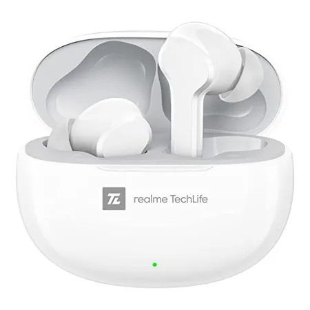 realme TechLife Buds T100 Bluetooth Truly Wireless in Ear Earbuds with mic AI ENC for Calls Google Fast Pair 28 Hours Total Playback with Fast Charging and Low Latency Gaming Mode White 