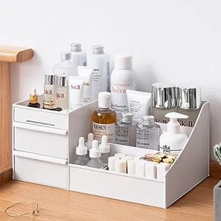 ALOXE Cosmetic Organizer Box Drawers Storage Plastic Stationary Box Make Up Organiser For Women