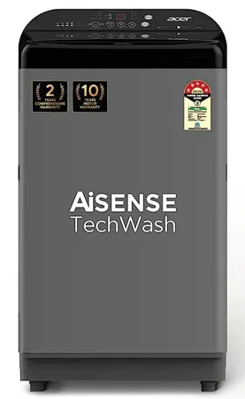 Acer 7 5 Kg Halo Wash Series Fully Automatic Top Load Washing Machine AiSense HelixFlow Pulsator Pro Foam Tub 5 Star Energy Rating CareTec Wash AR75FATLP1GT 2023 Model Grey 