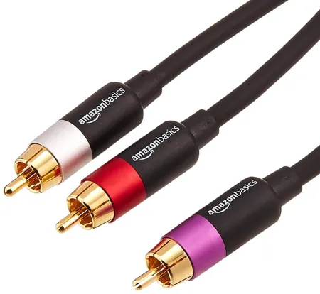 Amazon Basics 8 Feet 1 2 Male to 2 Male RCA Audio Interconnects for Television DVD Player Black Silver Red Purple 