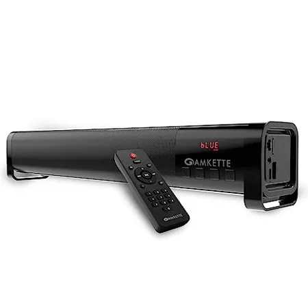 Amkette Boomer Compact 16W Bluetooth Soundbar with Remote Control I 8 Hours Play Time Built in Antenna Integrated Subwoofer 6 Equalizer Modes I AUX Bluetooth USB SD TWS I Type C Charging