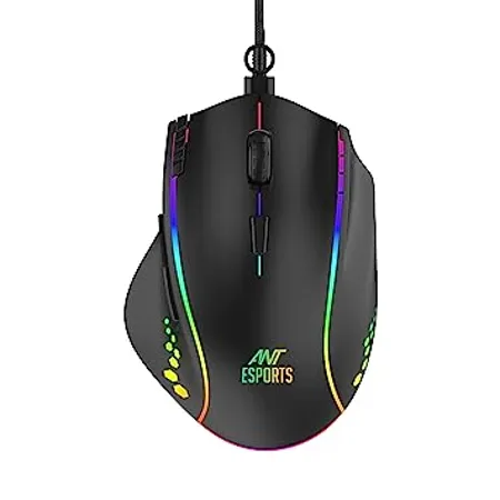 Ant Esports GM600 RGB Wired Programable Gaming Mouse 6 DPI Sensitivity Level adjustments up to 7200 DPI Equipped with HUANO Mouse switches