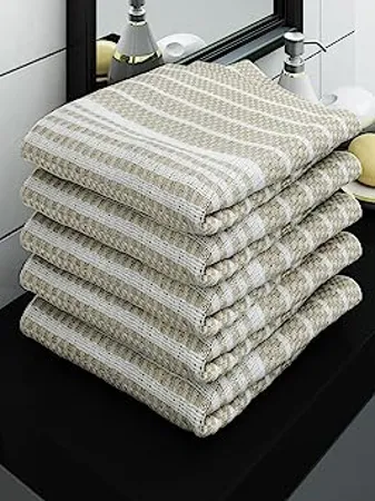 Athom Living Ecosaviour Premium Cotton Bath Towel Amor Beige Pack of 5 
