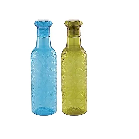 Attro Iceberg Plastic Unbreakable Fridge Water Bottle for Office Sports School Travelling Gym Yoga BPA And Leak Free Assorted 1000 ml Set of 2