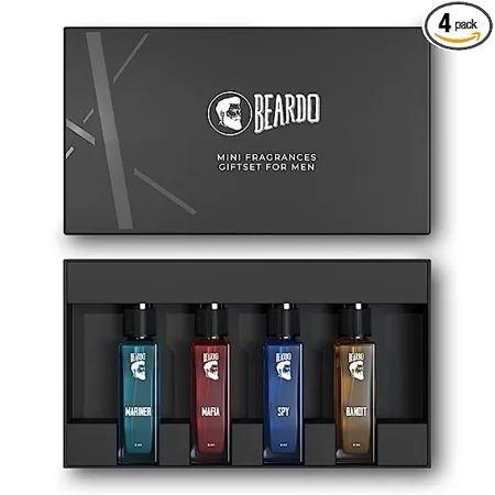 Beardo Assorted Premium Perfume Gift Set for Men 4X8ml with Long Lasting Fragrances Ideal gift for husband Travel Pack Pocket Perfume with Mariner Spy Bandit and Mafia EDP Perfume