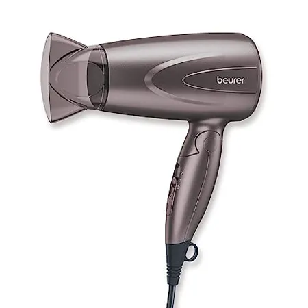 Beurer Professional Foldable Travel Friendly Compact 1300 Watts Hair Dryer With 2 Ultra Heat Speed Settings Automatic Overheating Protection Mettalic Color 3 Years Warranty 