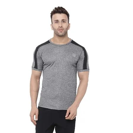 CHKOKKO Men s Round Neck Dry Fit Gym Sports T Shirt