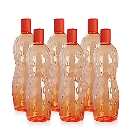 Cello Polka PET Bottle Set 1 Litre Set of 6 Orange