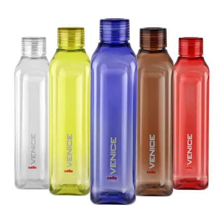 Cello Venice Exclusive Edition Plastic Water Bottle Set 1 Litre Set of 5 Multicolour