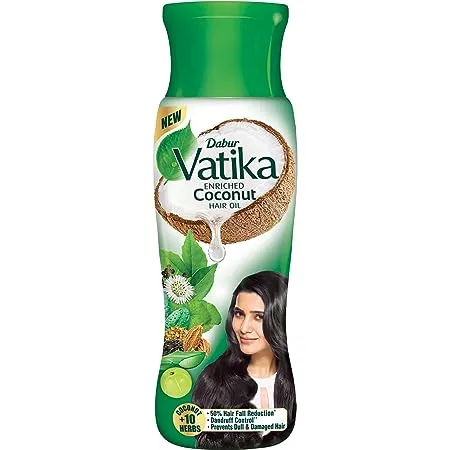 Dabur Vatika Enriched Coconut Hair Oil 450 ml For Strong Thick Shiny Hair Clinically Tested to Reduce 50 Hairfall in 4 Weeks Controls Dandruff Prevents Dull Damaged Hair