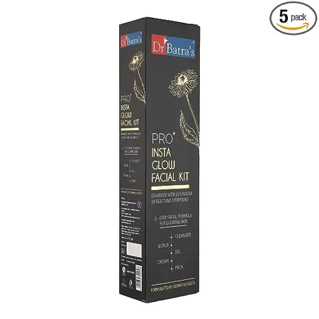 Dr Batra s PRO Insta Glow Facial Kit Enriched with Echinacea extracts B3 Reduces Blemishes Face Wash for Clean Skin Protection from Sun Damage Moisturized Skin 250g 