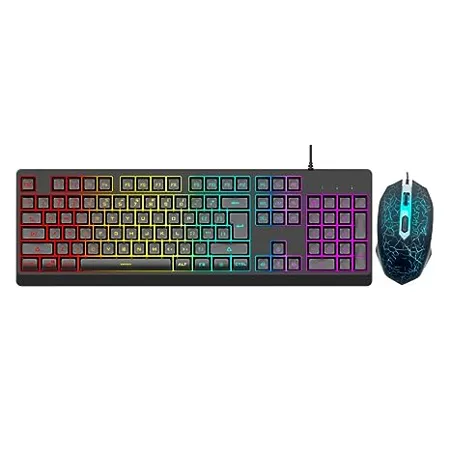 Dyazo Wired Gaming Keyboard and Mouse Combo Static RGB Static Light only 2 Modes on Off for Windows Compatible for PC Laptop Black 