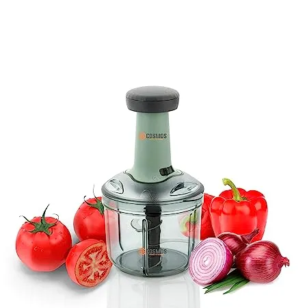 E COSMOS Food Chopper 900ml Steel Large Manual Hand Press Vegetable Chopper Mixer Cutter to Cut Onion Salad Tomato Potato Pack of 1 900ml