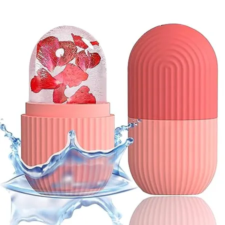E COSMOS Ice Face Roller Massager For Face Eyes And Neck Naturally Conditioning De Puff Eye Bags Reduce Migraine Pain Reusable Massage Silicone Ice Mold Kitchen Tool Multicolor 