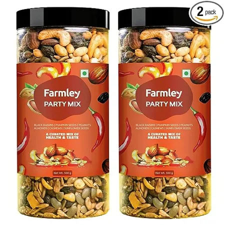 Farmley Party Mix 1kg 2 x 500g Combo Pack Mixed Nuts Healthy Snacks Contains Mixed Dry Fruits Nuts And Seeds