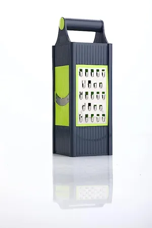 GANESH Flexi 4 in 1 Plastic Slicer and Grater Shredder Multifunctional Kitchen Tool with 4 Sharp Stainless Steel Blades Cheese Vegetables Fruit Cabbage Easy Slicing Grating Multicolor 