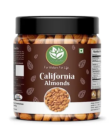 Go Vegan California Almonds 1kg Premium Badam Giri High in Fiber Boost Immunity Real Nuts Whole Natural Badam