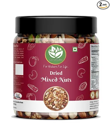 Go Vegan Mix Nuts and Dry Fruits 1kg Mix Dry Fruits Mix Nuts Snack Pack for Healthy Living Assorted Almonds Cashews Walnuts Raisins Cranberry and More Jar Pack