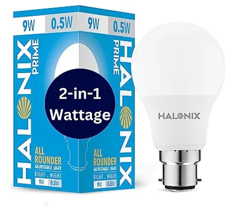 HALONIX 2 in 1 All Rounder 9W 0 5W B22D Led Bulb Cool White Off White Pack of 1 Multi Wattage with Adjustable led Light
