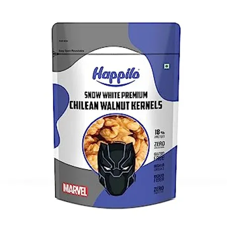 Happilo Marvel Black Panther Edition Chilean Walnut Kernels 200g Premium Akrot Giri High in Protein Iron Low Calorie Nut