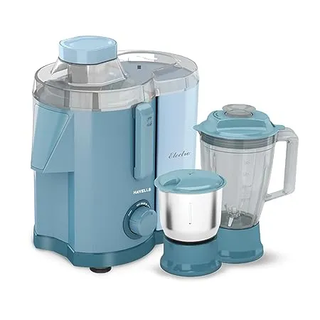 Havells Electro 2 Jar 700W Heavy Duty Juicer Mixer Grinder 21000 RPM 2L Detachable Pulp Container Large Size 1 75Ltr Polycarbonate Blending Jar 2 Yr Product Warranty 5 Yr Motor Warranty Blue
