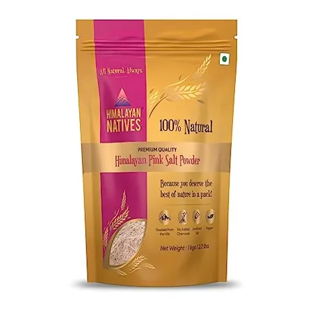 Himalayan Natives 100 Natural Himalayan Pink Salt Powder Pouch 1 kg No Artificial Iodine Unprocessed Highly Nutritious Rock Salt Powder Sendha Namak
