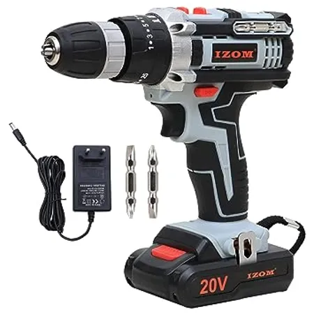 IZOM IZ CD SB 20V Cordless Drill Machine With Multiple Torque Settings A Keyless Chuck for Automatic Spindle Locking