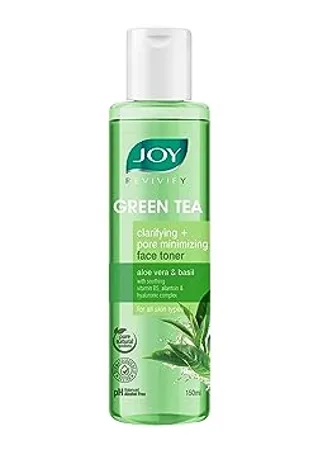 Joy Revivify Green Tea Face Toner Clarifying and Pore Minimizing with Aloe Vera Hyaluronic Acid Vitamin B5 pH Balanced Paraben Alcohal Free Toner Pack of 150 ml