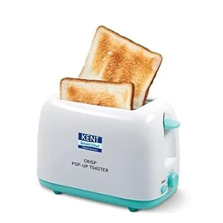 KENT 16105 Crisp Pop Up Toaster 700Watts 2 Slice Automatic Pop up electric Toaster 6 Heating Modes Auto Shut off Removable bread crumbs tray White