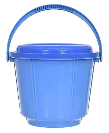 Kuber Industries Small Multiuses Plastic Kitchen Pantry Storage Container Bucket With Handle Lid 5 Liter Blue 47KM01229