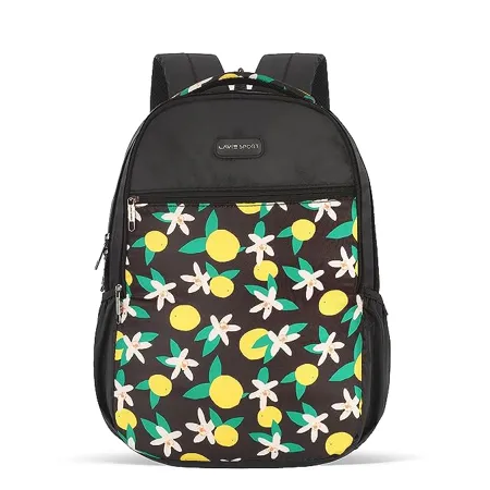 Lavie Sport 26 litres Lime Floral Printed School Backpack for Girls Stylish and Trendy Casual Backpack