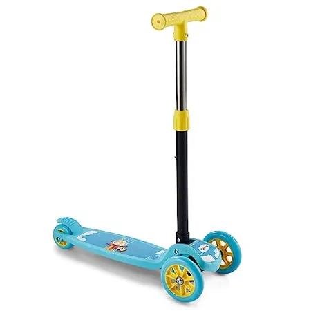 Lifelong Kick Scooter with Adjustable Height Foldable Scooter Skate Scooter for Kids with PVC Wheel Age Upto 3 Years Max User weight 50 kg Blue Yellow 6 Months Warranty LLKS01