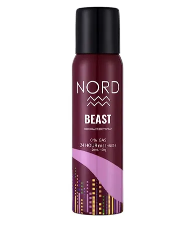 NORD Deodorant Body Spray For Men Beast 120 ml Pack of 1 