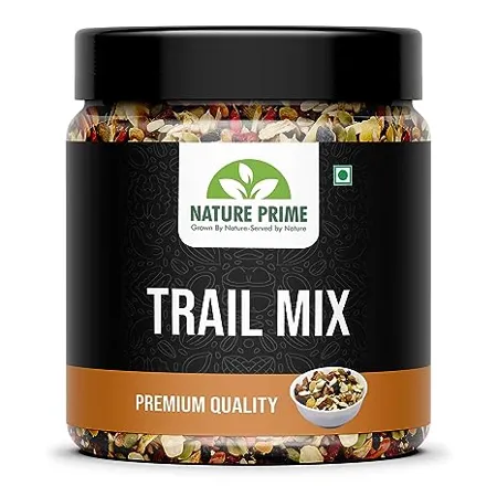 Nature Prime Healthy Trail Mix 1 kg Almonds Cashew Raisins Black Raisins Pumpkin Sunflower Roasted Flax Seeds Healthy Snack Nuts and Dry Fruits Jar Pack 
