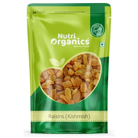 NutriOrganics Dry Fruits Premium Seedless Kishmish Green Raisins Kismis 1kg pack