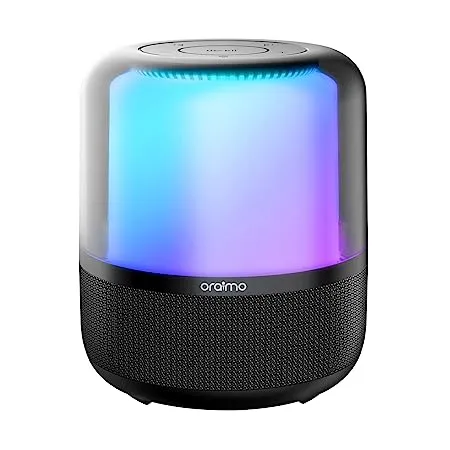 Oraimo SoundFlow 50W Wireless Bluetooth Party Speaker Powerful Sound and Monstrous Bass 360 Colorful LED Lights with 6000mAh Battery USB TF Card AUX Input Wireless Mic TWS Pairing
