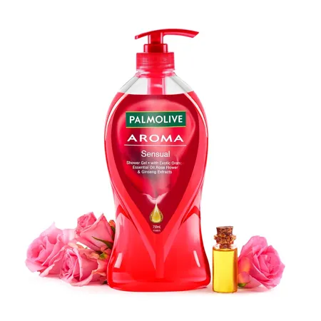 Palmolive Rose Orange Essential Oil Ginseng Aroma Sensual Body Wash Soothing Brightening Glowing Youthful skin No paraben silicones pH balanced Body Wash 750ml