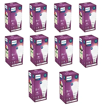 Philips 9 Watts B22 LED Cool Day White LED Bulb Pack of 10 Ace Saver 