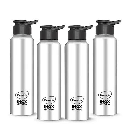 Pigeon by Stovekraft Inox Hydra 900 ml Bottle Pack of 4 Black Steel Chrome Steel 