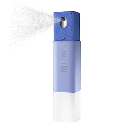 Portronics Swipe 2 Screen Cleaner Duster with Refillable Spray Bottle Plush Micro Fiber Duster Chemical Free for Monitors Laptop Screen Smartphones Tablets Blue 