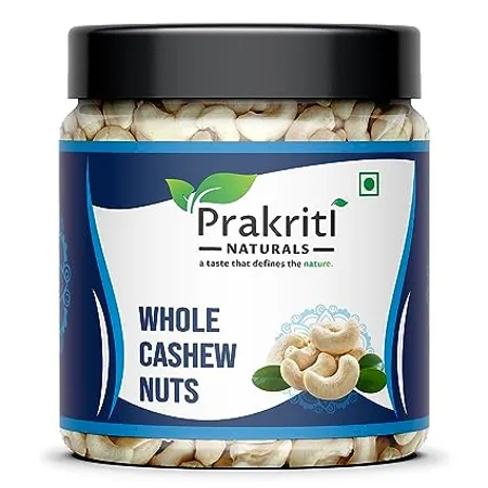 Prakriti Naturals 100 Natural Crunchy Premium Whole Cashews Nutritious Delicious Nuts Premium Kaju nuts Gluten Free Source of Minerals Vitamins Dry Fruits Jar Pack 500 
