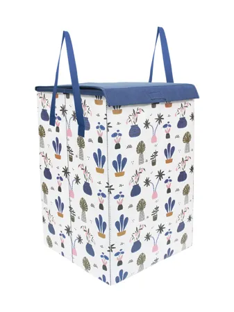 PrettyKrafts L1113 Laundry Basket for Clothes Toy Storage Box with Lid Handles Toy Storage Box 75 LTR Mushroom Print White Set of 1