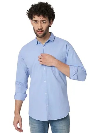 RAGZO Men s Solid Slim Fit Cotton Casual Shirt with Spread Collar Full Sleeves Breathable Fabric for Flexibility