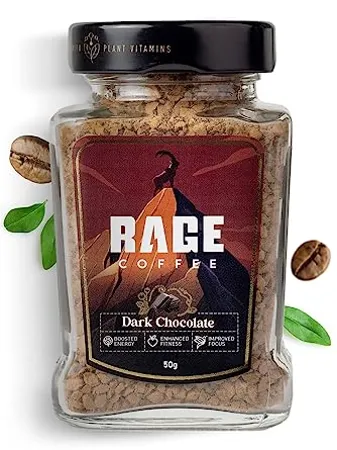 Rage Coffee Dark Chocolate Instant coffee Premium Arabica Instant Coffee Make Delicious Hot Cold Coffee Dark Chocolate DARK CHOCOLATE 50g 