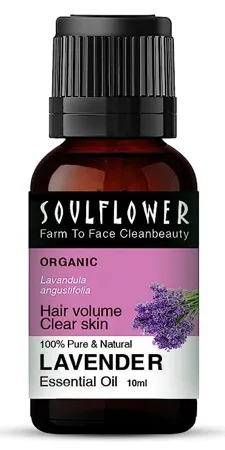 Soulflower Lavender Essential Oil for Healthy Hair Growth Skin Hair Fall Control and Relaxing Sleep Lavandula Angustifolia Ecocert Certified Organic 100 Pure Natural Undiluted 10ml
