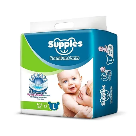 Supples Premium Diapers Large L 62 Count 9 14 Kg 12 hrs Absorption Diaper Pants