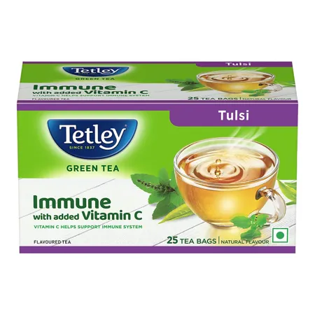 Tetley Green Tea Immune Tulsi With Added Vitamin C Natural Flavour 25 Tea Bags