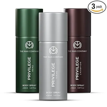 The Man Company Privilege Deodorant for Men Hero Champion Titan Long Lasting Body Spray Gift Set Combo for Him Deo for Everyday Use Pack of 3